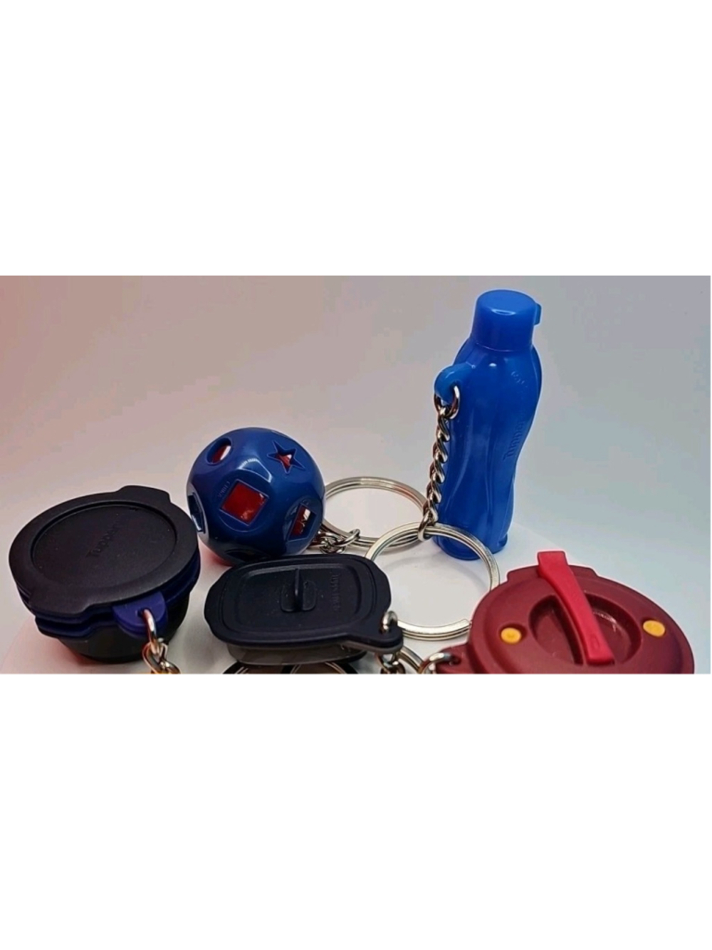 Lot Of 5 Miniature Tupperware Keychains Container Pill Case Treasure Holder VTG